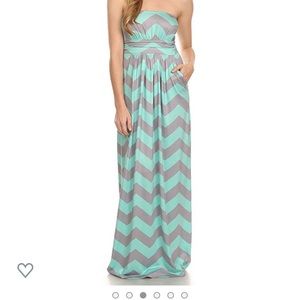 Fashionomics Mint Chevron Dress